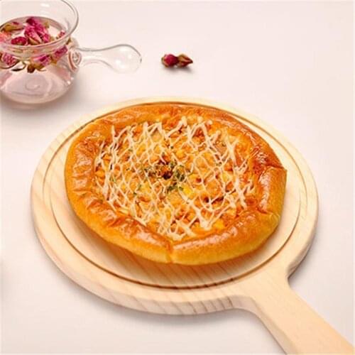 Creative Wooden Pizza board Round with Hand Pizza Baking Tray Pizza Stone Cutting Board Platter Pizza Cake Bakeware Tools