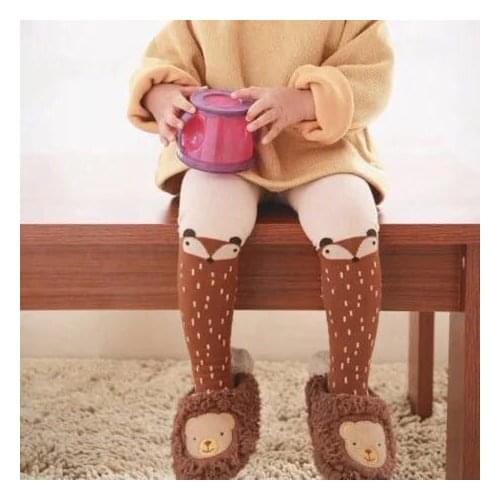 Hot Sale Baby Girls Pantyhose Kids Tights Stockings Cartoon Fox Children Tights Cotton Tights For Girls 0 To 4 Year Girl Tights