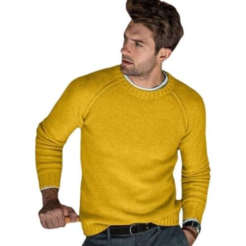 2021 cross border hot autumn and winter new fashion leisure mens low round neck knitted pullover