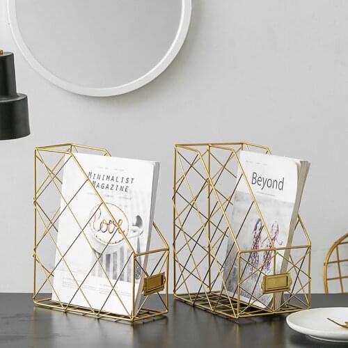 Nordic Metal Wrought Iron Bookcase Household Simple Study Office Small Apartment Decoration Creative Desktop Decoration