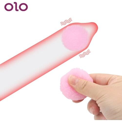 OLO Condom Beads Vibrator Reusable Penis Extender Ball Dick Sleeve Penis Enlargement Ball Beads Head Attachment Tips