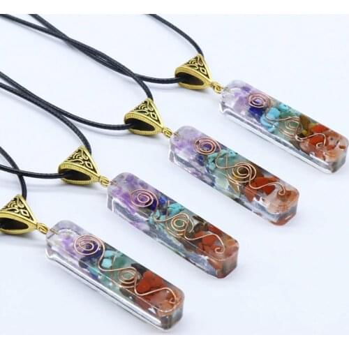 Orgonite chakela necklace Crystal semi - gemstone meditating seven chakra pendant