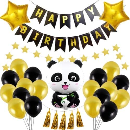 Panda Printed Black Dot Latex Balloon Green Confetti Balloons Kids Birthday Party Decor Panda Theme Party Supplies Hot Sale