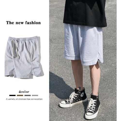 Japanese Style Casual Sports Shorts Mens Summer New Loose Solid Sweatpants Joggers Drawstring Straight Basketball Shorts