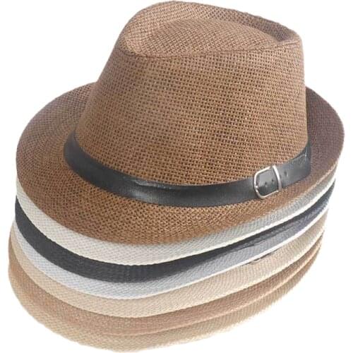 2021 New Sun Hats Unisex Women Men Fashion Casual Summer Trendy Beach Sun Straw Panama Jazz Hat Cowboy Fedora Hat Gangster Cap