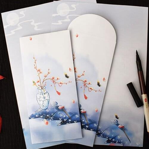 Blue And White Porcelain 10 Envelope 10 Sheets Letter Paper Set Writing Love Letters Wedding Envelopes Invitations Supplies