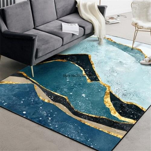 Modern Abstract Carpet Blue Green Carpet Nordic Landscape Printed Floor Carpet Living Room Floor Mat