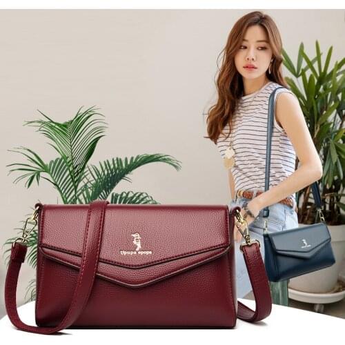 Solid Color Pu Leather Crossbody Bags for Women 2021 Hit Simple Messenger Bag All-Match Handbag Ladies Classic Flap Shoulder Bag