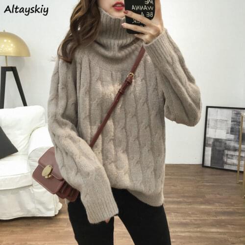 Turtleneck Sweater Women Solid Elegant Female Simple All Match Leisure Korean Style College Popular Fashion Comfortable Autumn