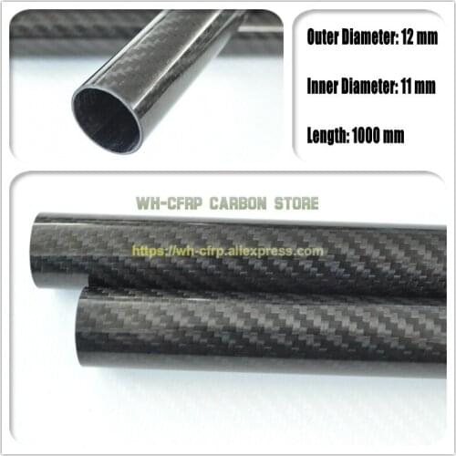 12mm x 11mm x 1000mm Carbon fiber tube, with 100% full carbon, Japan 3k improve material Quadcopter Hexacopter 12*11