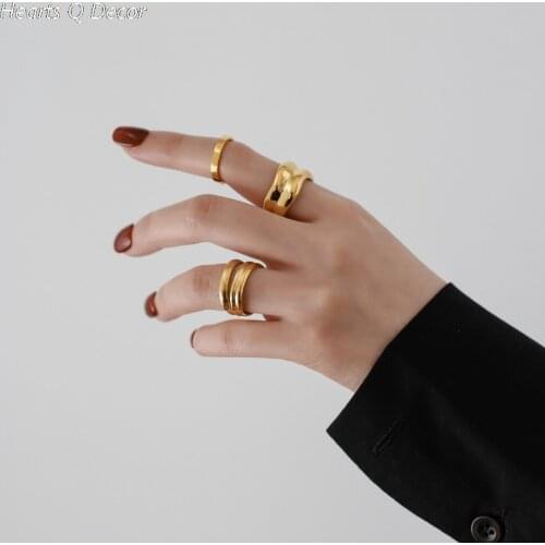 Amazing Titanium Glam Geo Stackable Statement Women 361L Stainless Steel Jewlery Punk Party Designer Club Cocktail Party Ins