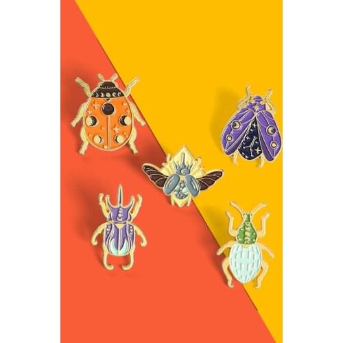 Ladybug Beetle Enamel Pins Custom Moth Cute Animals Brooch Lapel Badge Backpack Bag Cartoon Insect Jewelry Gift For Kids Friend