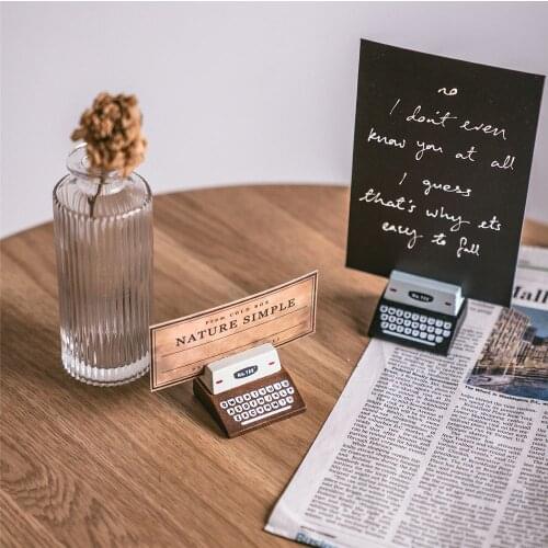 Vintage Wooden Typewriter Photo Card Creative Desk Messege Memo Note Holder Stand Card Holder Table Decoration Cute Stationary
