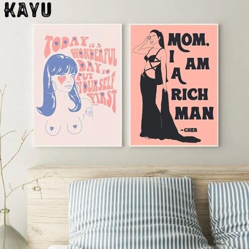 Vintage Canvas Painting Feminist Art Print Today Quote Posters and Prints Self Love Feminism Picture for Living Room Home Decor