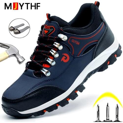 Safety Shoes Men Outdoor Hiking Shoes Work Sneakers Indestructible Work Safety Boots Steel Toe Shoes Puncture-Proof Work Shoes