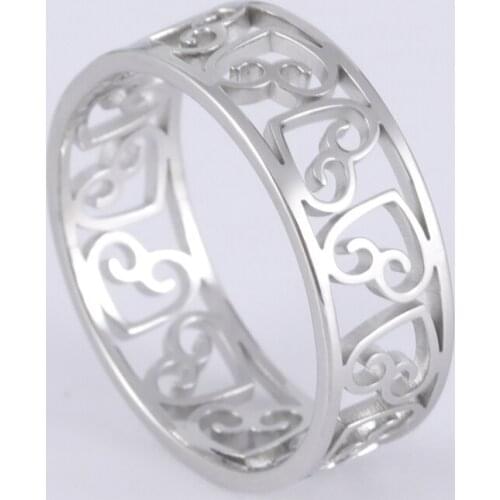 COOLTIME Filigree Hollowed-out Heart Couple Ring Women Minimalist Romantic Cute Ring Stainless Steel Ring Fashion Love Jewelry