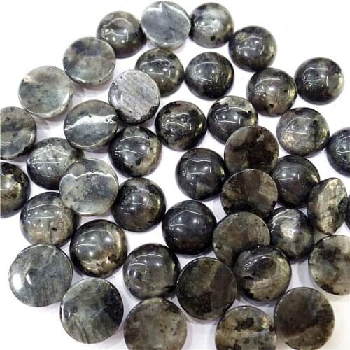 100Pcs 14x5mm Wholesale Natural Black Labradorite Round Cab Cabochon DIY Jewelry Making Accessories M160