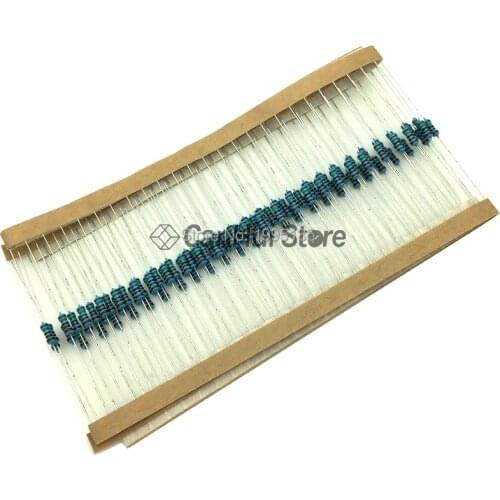 100pcs 1/4W 1R~10M 1% Metal film resistor 100R 220R 1K 1.5K 2.2K 4.7K 10K 22K 47K 100K 100 220 1K5 ohm resistance