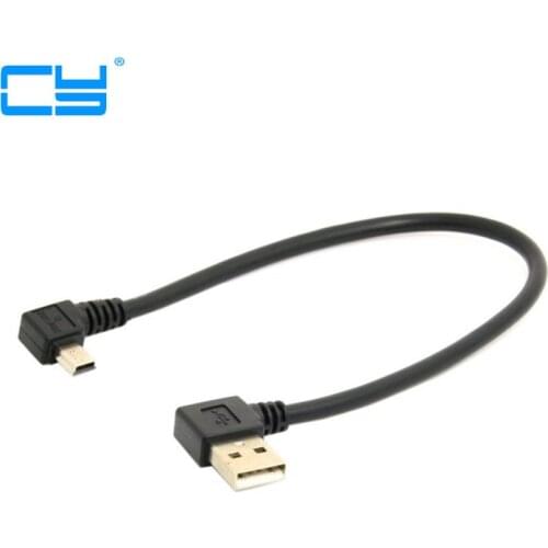 2PCS Mini USB 5Pin 90 Degree Right Angled Male to Left USB 2.0 Male Data Charge Cable 20cm
