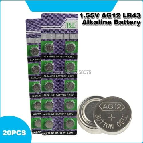 20pcs cell batteries LR43 AG12 SR43 260 386 V386 D386 1.55V Alkaline Watch Batteries Coin Cell Battery