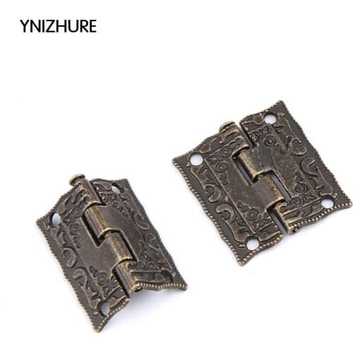 20pcs 25*23mm Antique Bronze Hinges Cabinet Door Drawer Decorative Mini Hinge For Jewelry Storage Wooden Box Furniture