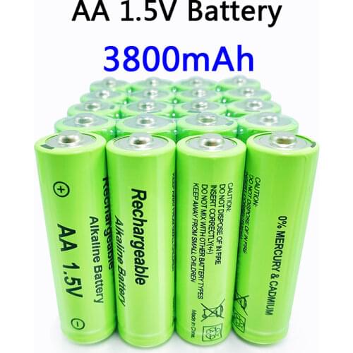 2021 New2~20pcs/lot Brand AA rechargeable battery 3800mah 1.5V New Alkaline Rechargeable batery for led light toy mp3