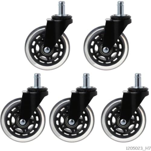 5Pcs/Set Office Chair Caster Wheels 3 Inch Swivel Rubber Caster Wheels Replacement Soft Safe Rollers Furniture Hardware 11x22mm