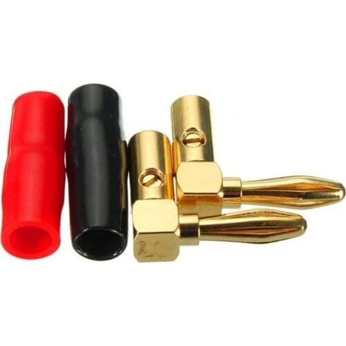 50pcs/25Pairs Right Angle Golden Plated Musical Speaker Wire Cable Connector 4mm Banana Plug