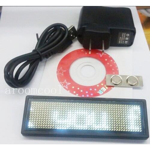 White LED Programmable Scrolling Name Badge Tag Message