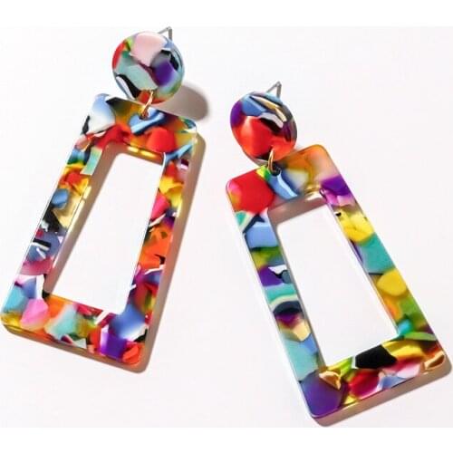 BLINLA New Bohemian Geometry Acrylic Statement Drop Earrings for Women Fashion 2019 Resin Leopard Hanging Dangle Earring Jewelry