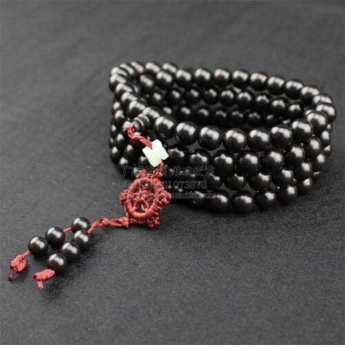 Ebony Buddha Bead Bracelet Rosary 108 Necklace