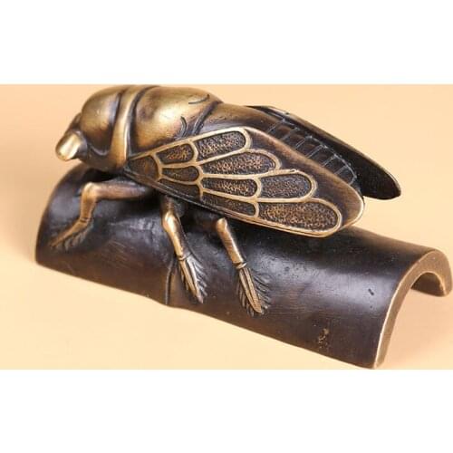 Cicada cicada blockbuster Bronze stationery study home jewelry brass paperweight pressure ruler ornaments