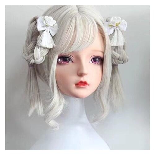 Dollkii 41) Women Girl Silica Gel Cosplay Transsexual Half Head Kigurumi Mask Party Crossdresser BJD Doll Mask