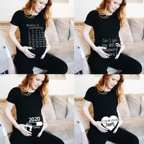 Baby Is Coming Print Women Maternity Clothing Pregnant Tshirt Funny Top Pregnancy Annoument Shirts Maternity Tee Ropa Embarazada