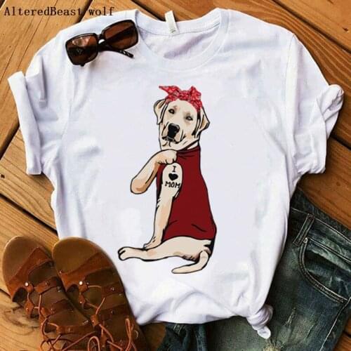 Labrador Dog T-shirt Women Harajuku New Printed Women Tshirt Casual Tops Summer Short Sleeve I Love Mom T Shirt Clothing Female