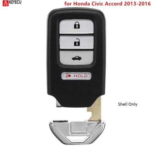 Keyecu New Replacement Smart Remote Key Shell Case Fob 4 Buttons for Honda Civic Accord 2013 2014 2015 2016 +Insert blade