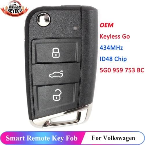 KEYECU Keyless Flip Remote Key Fob for Volkswagen MQB Golf VII MK7, for Skoda Octavia A7