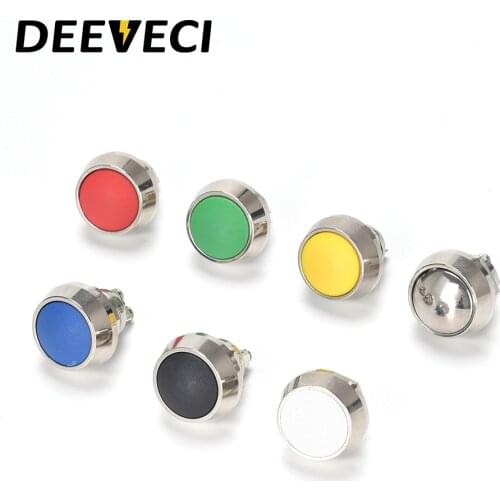 Red Green White Black Blue Yellow 2 pins ON-OFF 12mm Waterproof Momentary metal Screw Push button Switch SPDT