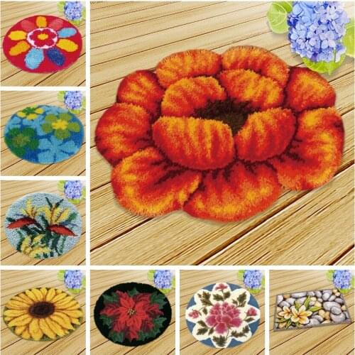 Latch Hook Rug Flowers Needlework Mat Do It Yourself Knooppakket Smyrna DIY Embroidery Cushions Kit Almofadas Latch Hook Cushion