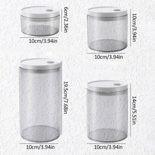 Kitchen Storage Tank Food Container with Plastic Cover Transparent Food Snack Sealed Glass Tank Miscellaneous Grain Organizer