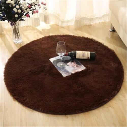 Washable silk hair basket fitness round mats Home non-slip blanket bedroom study rug solid color silk floor mat Round carpet