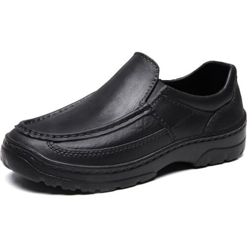 Mens shoes cross-border ultra-light leather shoes waterproof chef shoes loafers comfortable footwear casual shoes H472