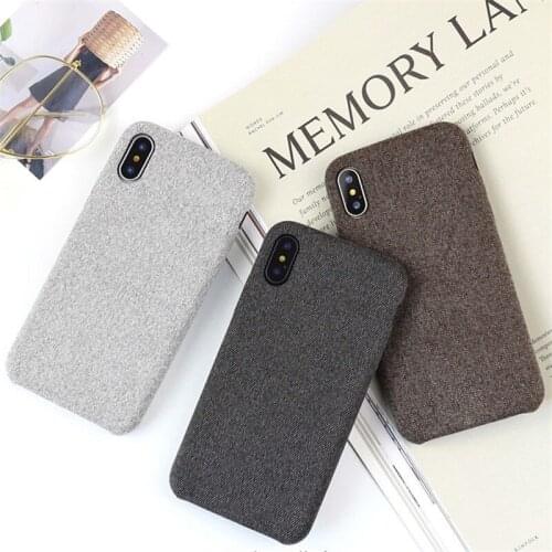 Okme Cloth Texture Soft case For iPhone 6 6S 7 8 plus Case Ultra-thin Canvas Grid Pattern Phone Cases For iPhone X Xs Max Case