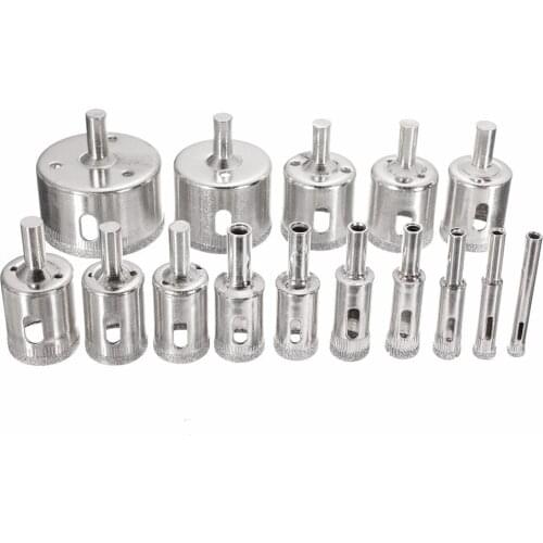 15pcs Diamond Hole Saw Drill Bit Set Tile Ceramic Glass Marble Holesaw Cutter Tools Drill Bits 6-50mm