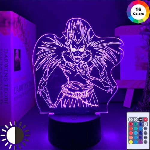 Death Note Kids Night Light Led Color Changing Nightlight for Room Decoration Japanese Manga Gift 3d Illusion Lamp Ryuk Figure