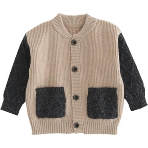 2020 New Autumn Kids Sweaters Boys Girls Cotton Knit Cardigans Baby Children Color Block Cardigan Fashion Children Outwear