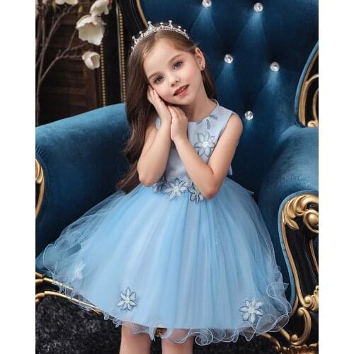 New Beautiful kids Flower Dress Baby Princess Flower Dress Princess Mesh Pure Color Dress Wedding Party Flower Girl Dress 0-5T