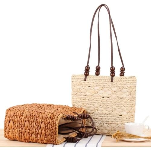 New Natural Hand-made One Shoulder Straw Woven Bag Women Leisure Holiday Beach Bag Ladies