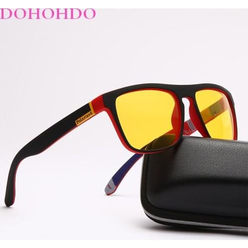 DOHOHDO Men Night Vision Glasses Women Polarized Sunglasses Yellow Lens Anti-Glare Goggle Night Driving Sunglasses Eyewear UV400
