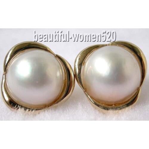 P7745 Huge 20mm South Sea Mabe Pearl Crescent Earring Sterling-Silver
